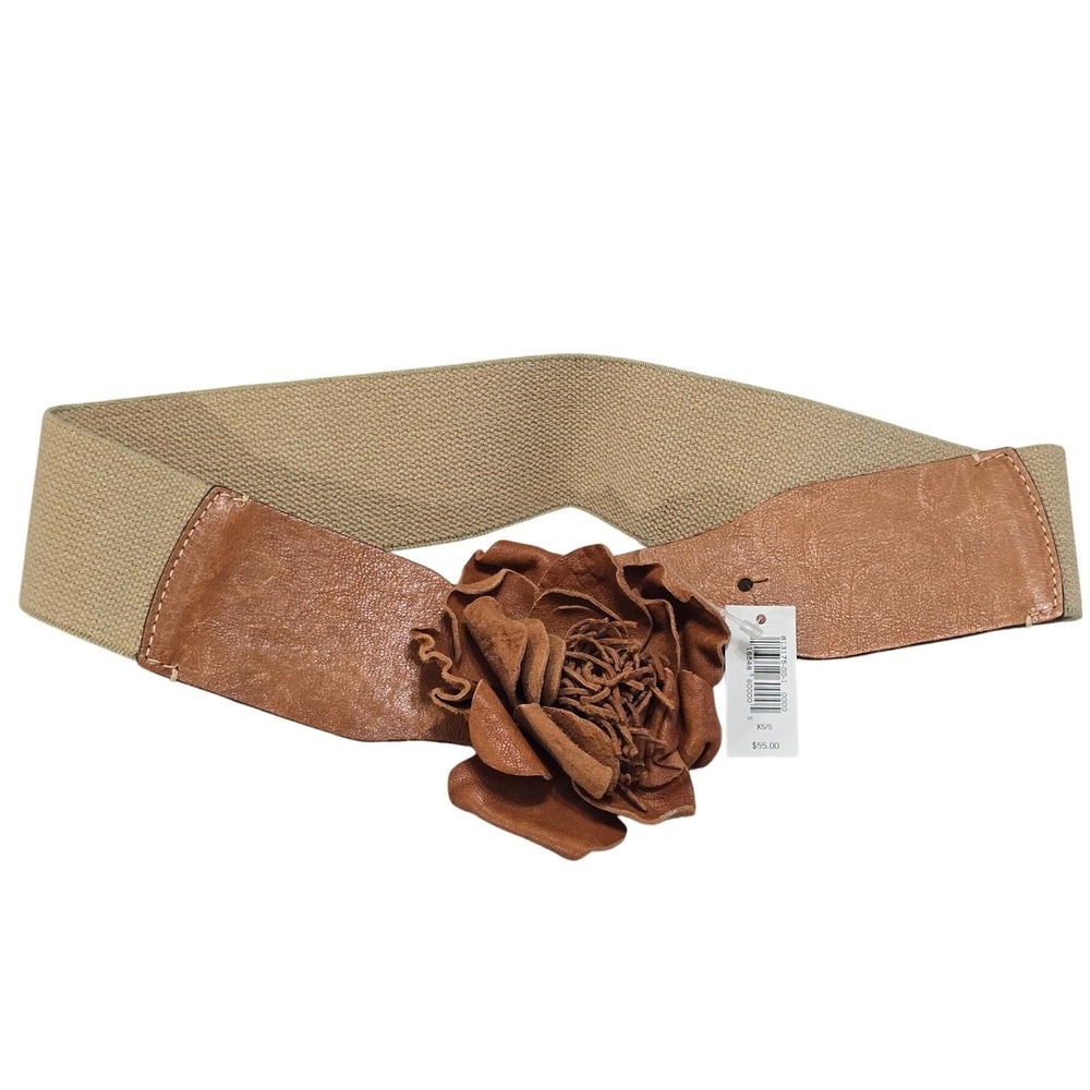Banana Republic Leather Flower‎ Elastic Cinch Belt Tan Brown Spring 2011 XS/S